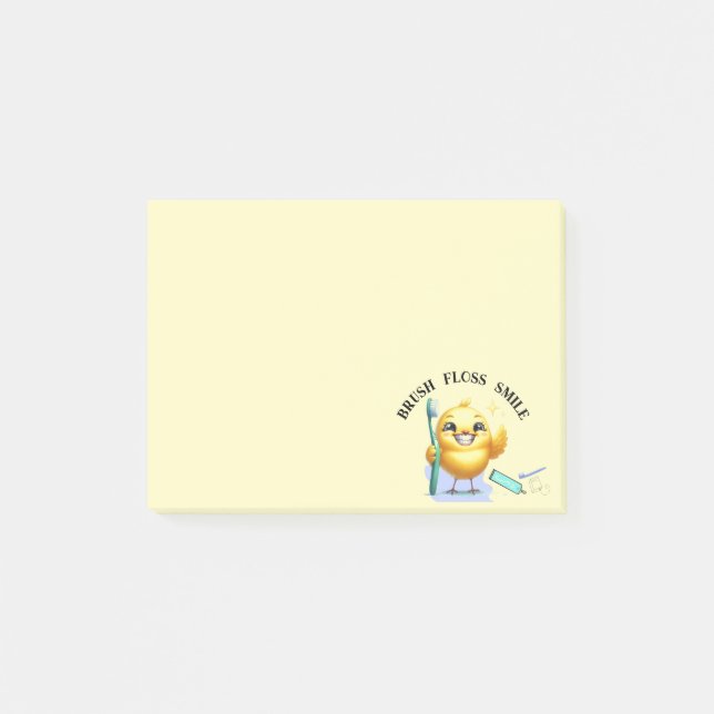 Post-it® Poulet Sourire avec Slogan Dentaire (Devant)