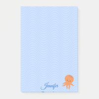 Poulpe de dessin animé mignon Vagues bleues Nom pe