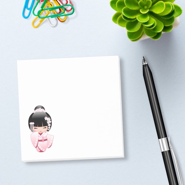 Post-it® Poupée Kokeshi au kimono rose Kawaii (Créateur téléchargé)