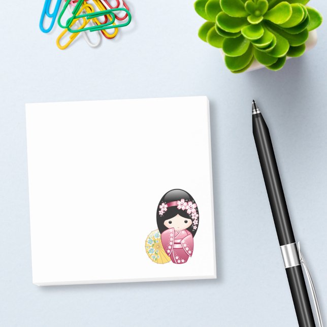 Post-it® Poupée Kokeshi Printemps - Cute Japonaise Geisha G (Créateur téléchargé)