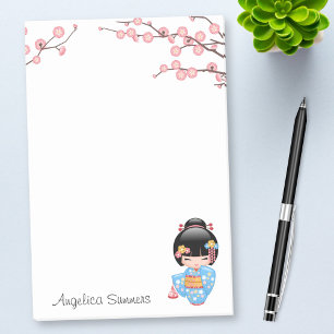 Post-it® Poupée Maiko Kokeshi - Blue Kimono Geisha Girl