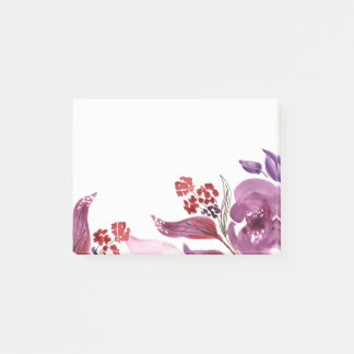 Post-it® Pourpre d'aquarelle + Notes de post-it florales