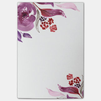 Post-it® Pourpre d'aquarelle + Notes de post-it florales