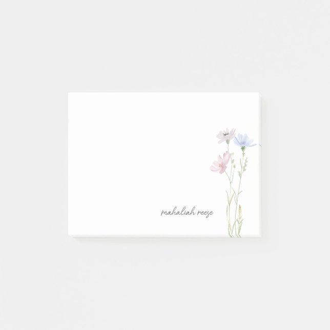 Post-it® Prairie de Fleurs Sauvages Élégantes Calligraphie  (Devant)