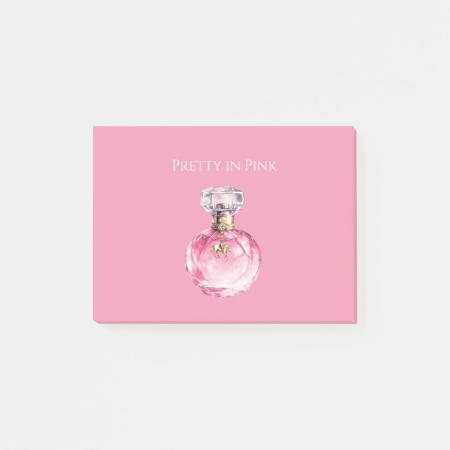 Post-it® Pretty in Pink Perfume Bottle Gold Horse Charm (Devant)