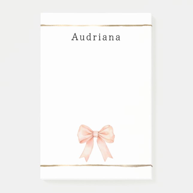 Post-it® Pretty Peach Bow Personalized  (Devant)