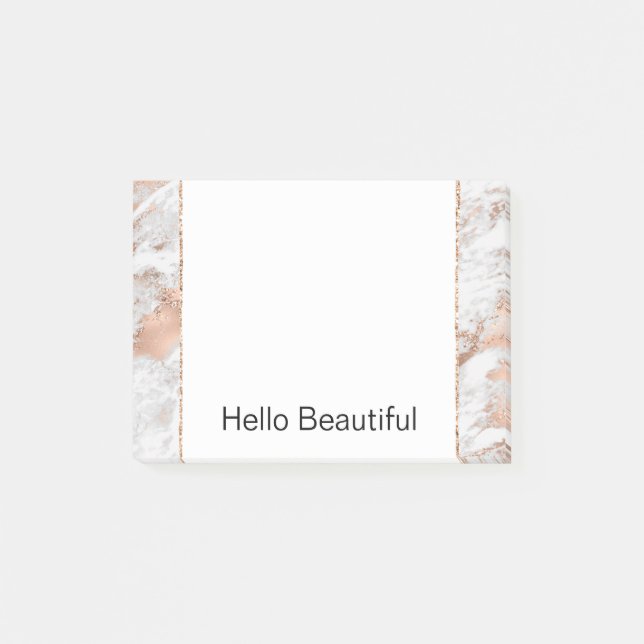 Post-it® Pretty Rose Gold White Glitzy Marble (Devant)