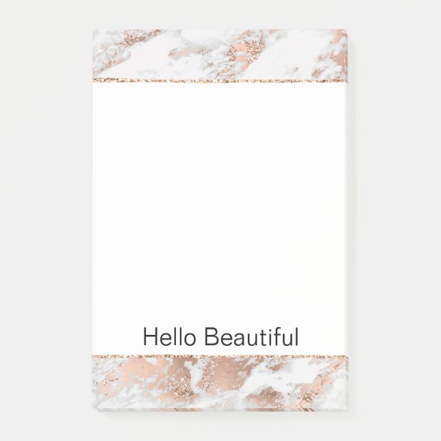 Post-it® Pretty Rose Gold White Glitzy Marble (Devant)