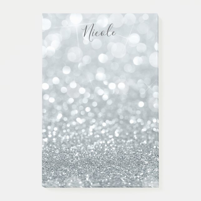 Post-it® Princesse Paillettes Argent Étincelle Glamour  (Devant)