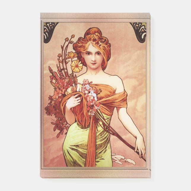 Post-it® Printemps c1900 Top deux tiers par Alphonse Mucha (Devant)