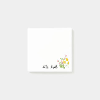 Post-it® Professeur de monogramme de bouquet de fleurs de C