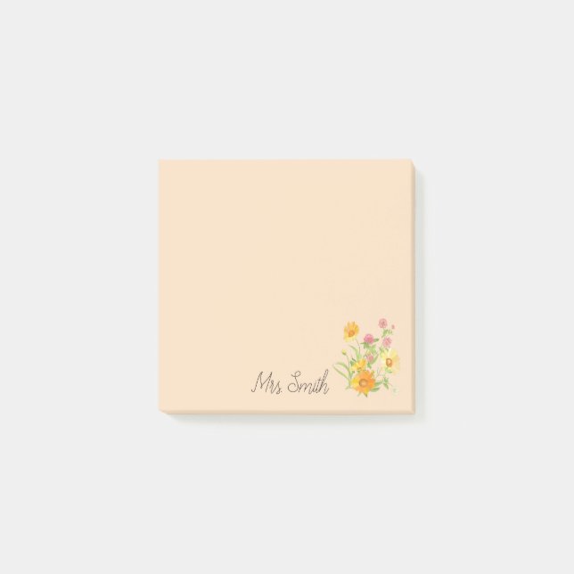 Post-it® Professeur de monogramme de bouquet de fleurs de C (Devant)