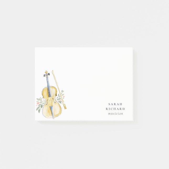 Post-it® Professeur de musique élégant à l'aquarelle violon (Devant)