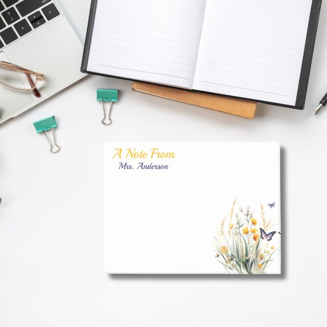 Post-it® Professeur fleur sauvage personnalisé appréciation (Cute, a note from custom wildflowers' teacher appreciation post-it note)