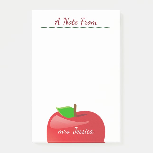 Post-it® Professeur personnalisé de pomme rouge (Devant)