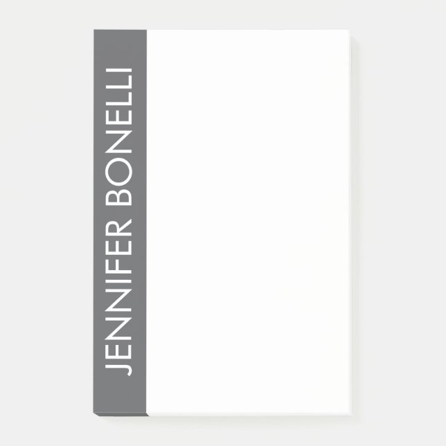 Post-it® Professional minimalist modern bold name grey  (Devant)
