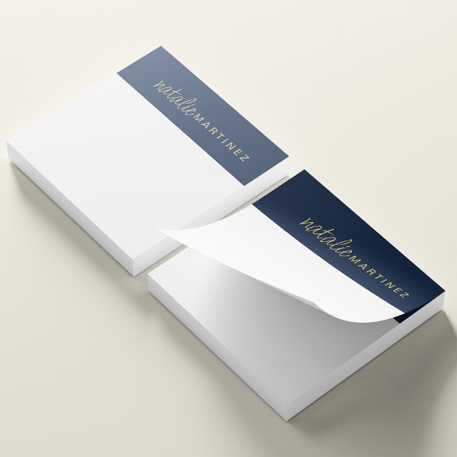 Post-it® Professionnel Elegant Marine Blue Gold Personnalis (Créateur téléchargé)