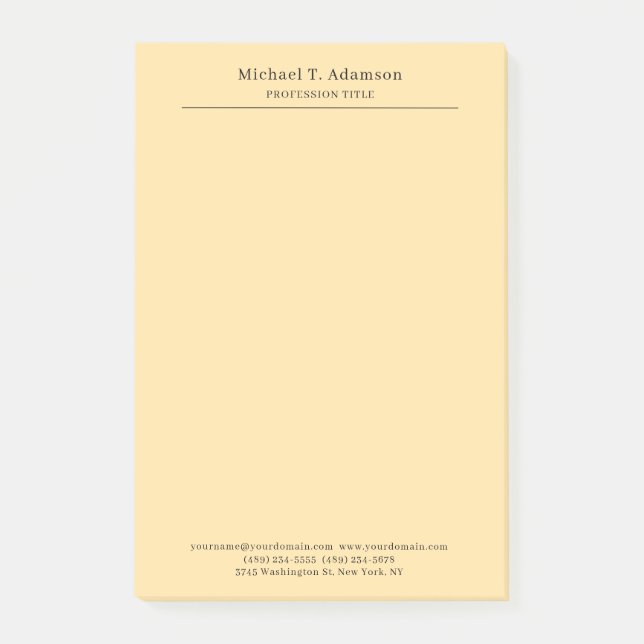 Post-it® Professionnel Élégant Moderne Beige Uni (Devant)