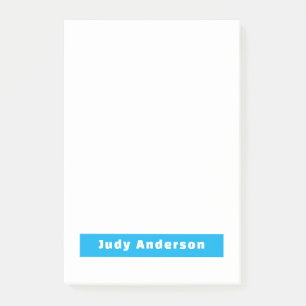 Post-it® Professionnel Élégant Moderne Simple Nom Bleu Blan