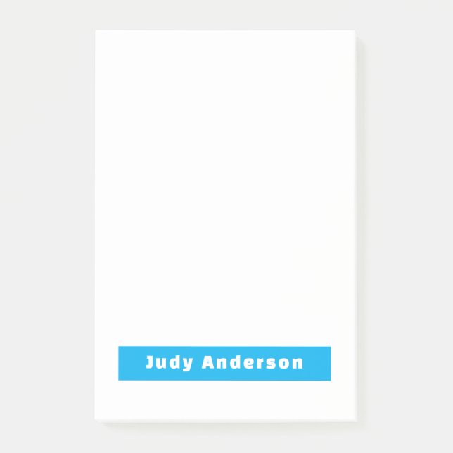 Post-it® Professionnel Élégant Moderne Simple Nom Bleu Blan (Devant)