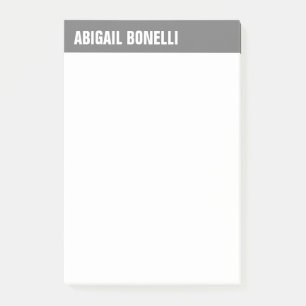 Post-it® Professionnel minimaliste bold nom chic gris blanc
