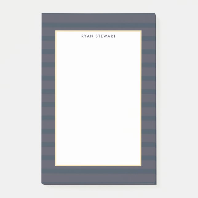 Post-it® Professionnel Moderne Bleu foncé et rayé de prune (Devant)