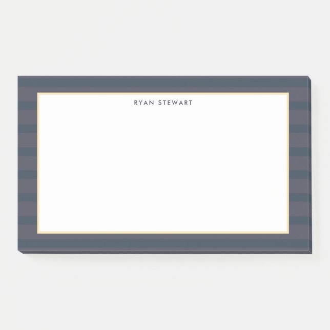 Post-it® Professionnel Moderne Bleu foncé et rayé de prune (Devant)