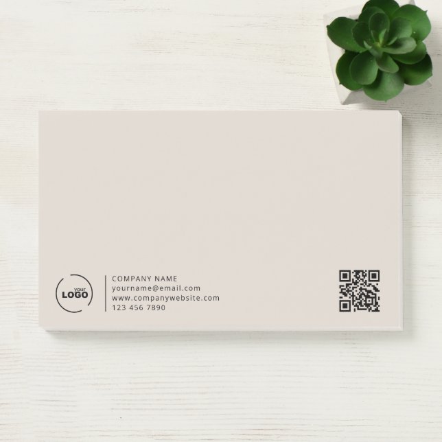 Post-it® Professionnel Moderne Logo Entreprise QR Code Beig (Bureau)