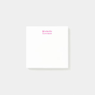 Post-it® Professionnel Moderne Simple Nom Clair Rose & Blan