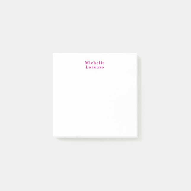 Post-it® Professionnel Moderne Simple Nom Clair Rose & Blan (Devant)