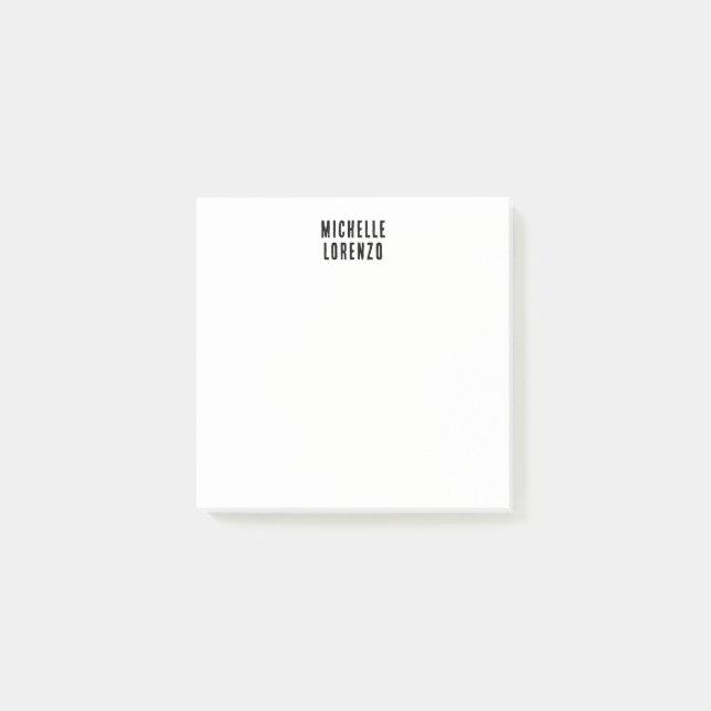 Post-it® Professionnel Moderne Simple Nom Uni Noir Blanc (Devant)