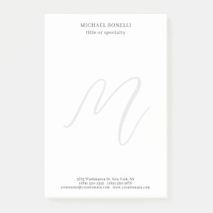 Post-it® Professionnel Monogramme Minimaliste Moderne Uni