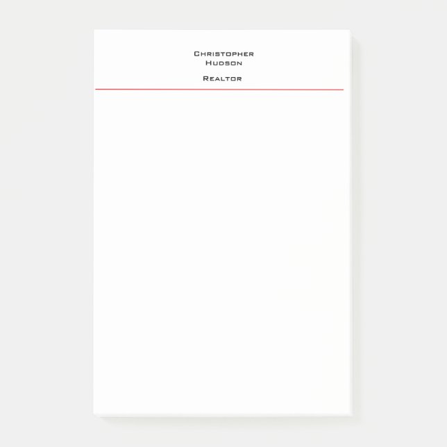 Post-it® Professionnel Noir Rouge Blanc Simple Plat (Devant)