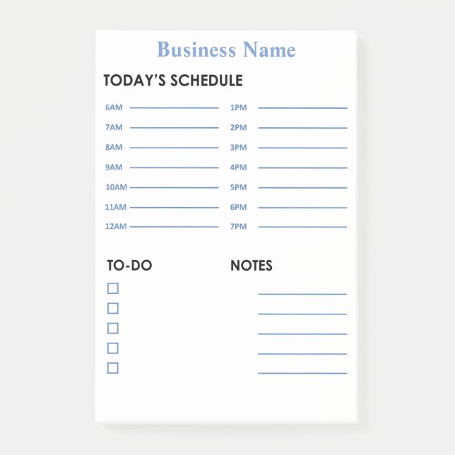 Post-it® Programme quotidien et horaire (Devant)