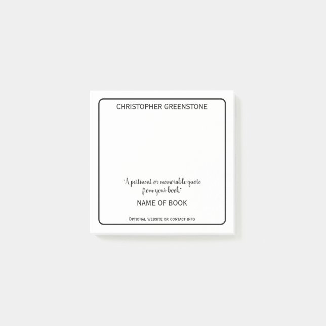 Post-it® Promotions du livre de l'auteur (Devant)