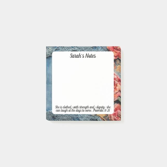 Post-it® Proverbs 31:25 Notes Bible Verse Floral  (Devant)