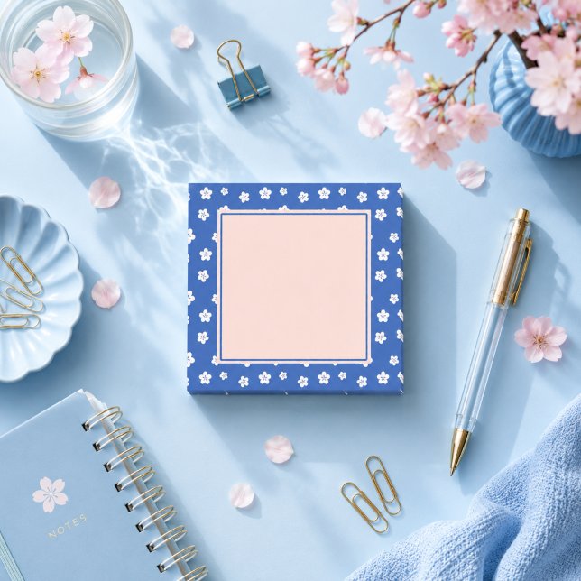 Post-it® Prunier japonais floral bleu kawaii (Créateur téléchargé)