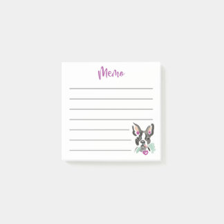 Post-it® Publier| Mémo| Boston terrier| rose