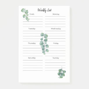 Post-it® Publier Notes 4"x6" Feuilles de verdure Liste hebd