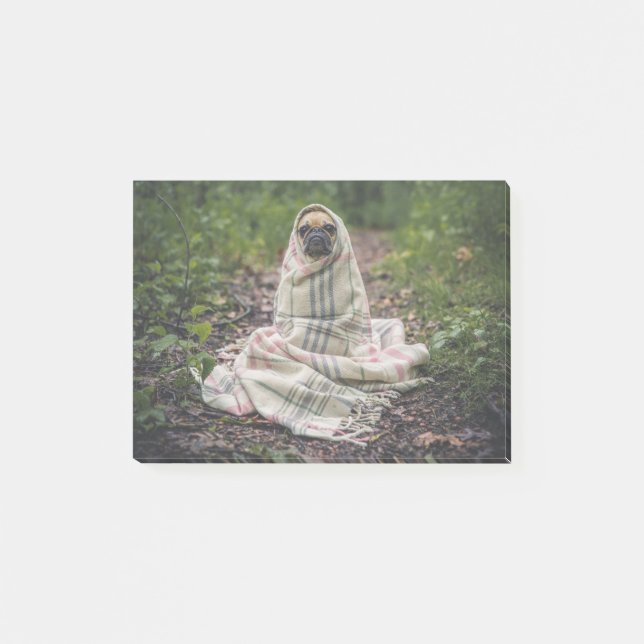 Post-it® Pug Dog Pet Animal Puppy Cute Wrapped Blanket (Devant)