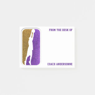 Post-it® Purple Gold Parties scintillant Basketball Coach S