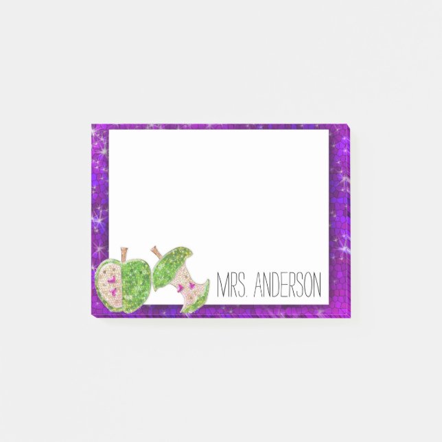 Post-it® Purple Rose Vert Parties scintillant Enseignants A (Devant)