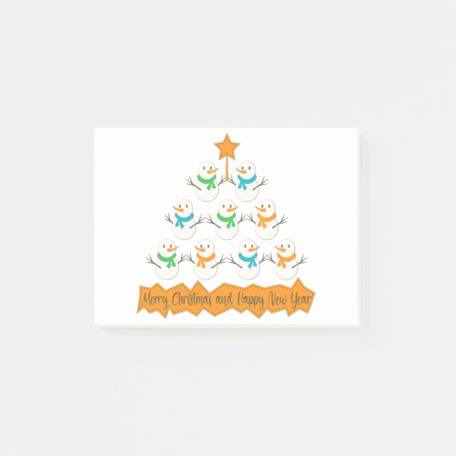 Post-it® pyramide de sapins de Noël en bonhommes de neige d (Devant)