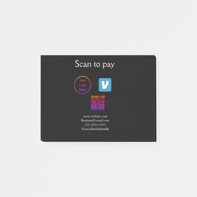 Post-it® Q R code venmo scanner pour payer ajouter le logo  (Devant)