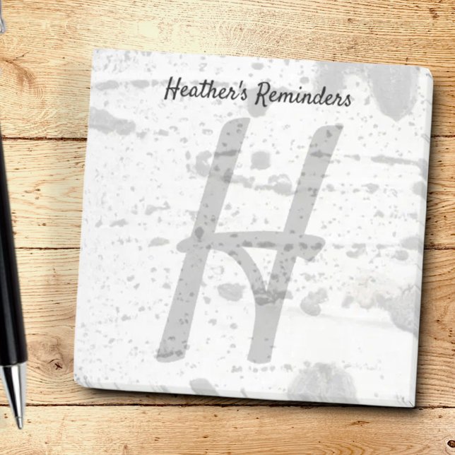 Post-it® Quaking Aspen Tree Bark et lettre initiale Monogra (Personalized text notepad)