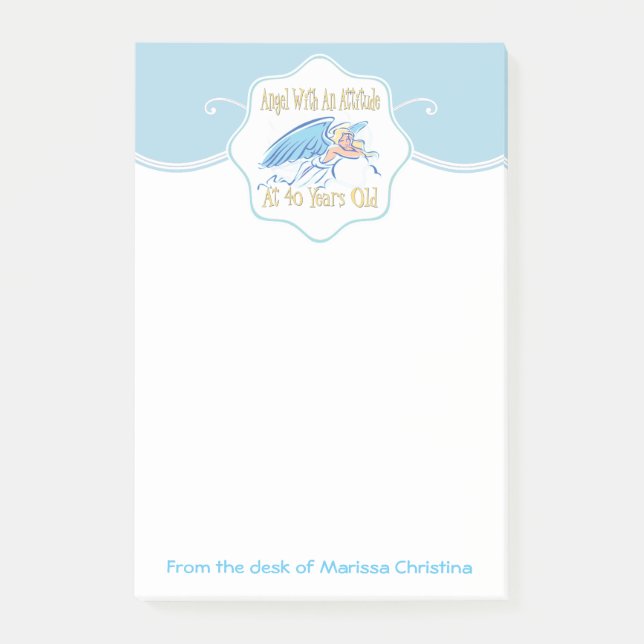 Post-it® quarantième Ange d'anniversaire avec une attitude (Devant)