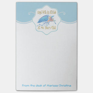 Post-it® quarantième Ange d'anniversaire avec une attitude