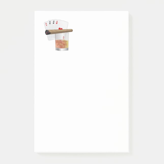 Post-it® Quatre As, Un Verre et Un Cigar (Devant)