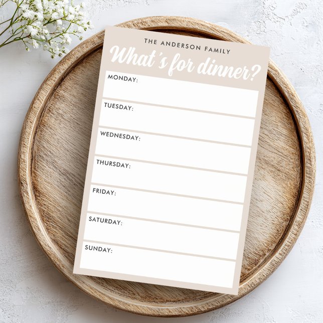 Post-it® Quel est le planificateur hebdomadaire marron clai (What 's for dinner light brown weekly planner post-it notes)