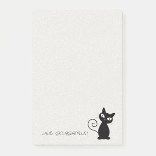 Post-it® Quirky Whimsical Black Cat Glittery-Bonjour magnif